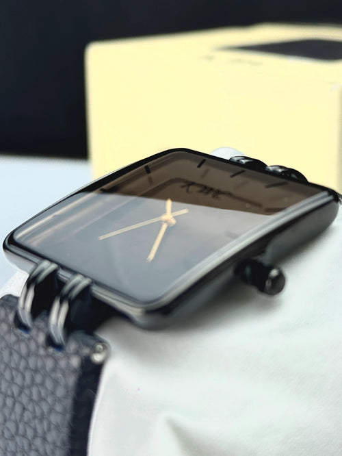K-204 Leather Strap | Men’s Minimalist Square Edition BLACK