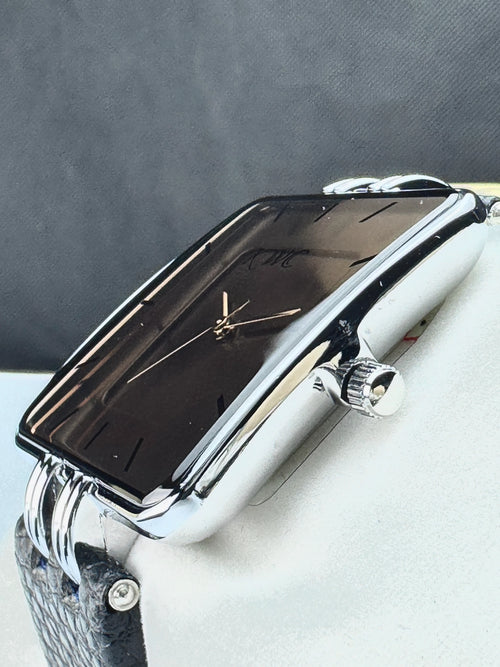 K-204 Leather Strap | Men’s Minimalist Square Edition Silver Case