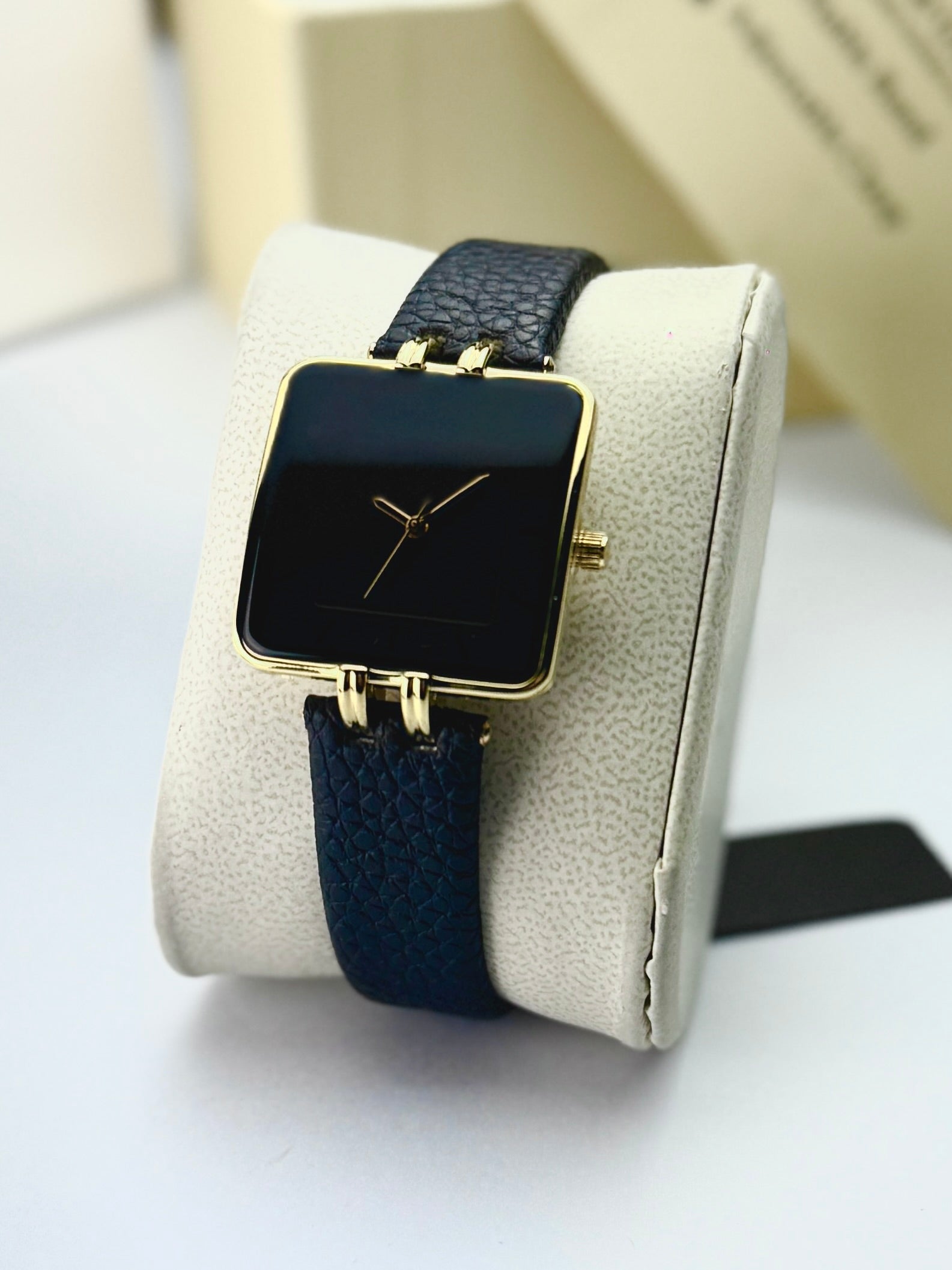KWC K-204 Ladies | Elegant Square Minimalist Leather Watch Golden
