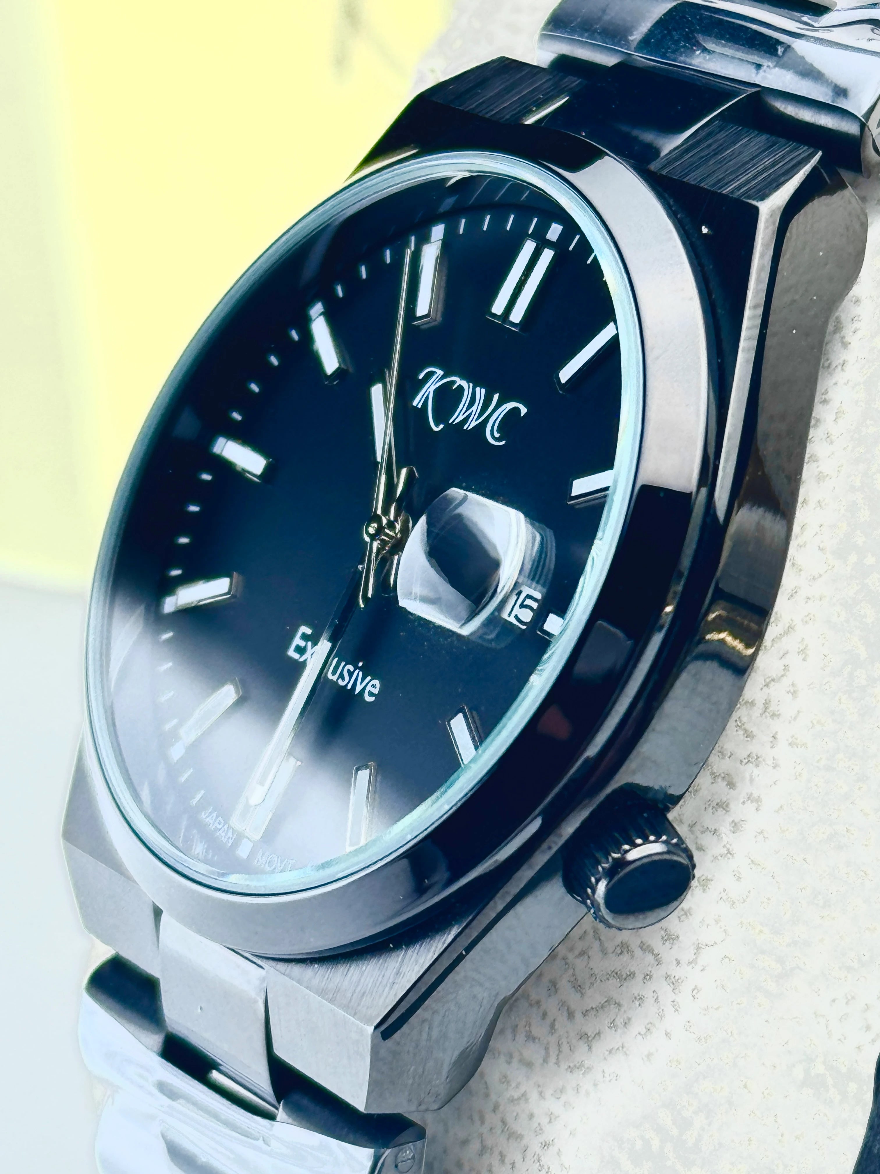 [EID SPECIAL] KWC Quintas K-325 Black Watch + FREE KWC Leather Strap Watch (Worth Rs. 3,000)