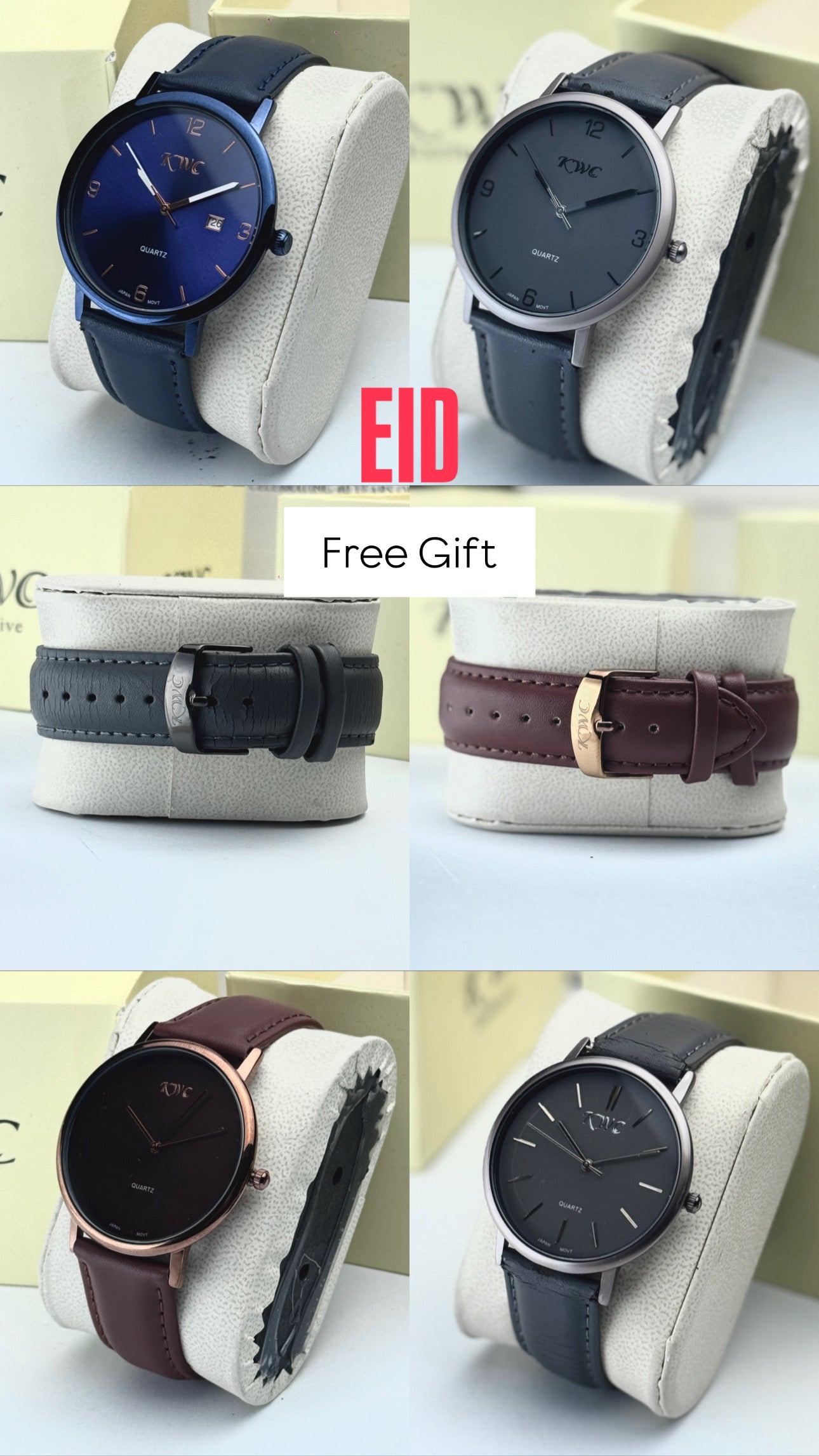[EID SPECIAL] KWC Quintas K-325 Two Tone White Watch + FREE KWC Leather Strap Watch (Worth Rs. 3,000)