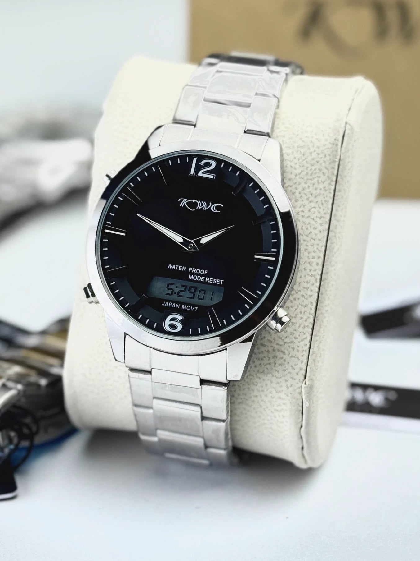 KWC K-365 Ana-Digi | Dual-Display Metallic Watch ( Silver and Black )