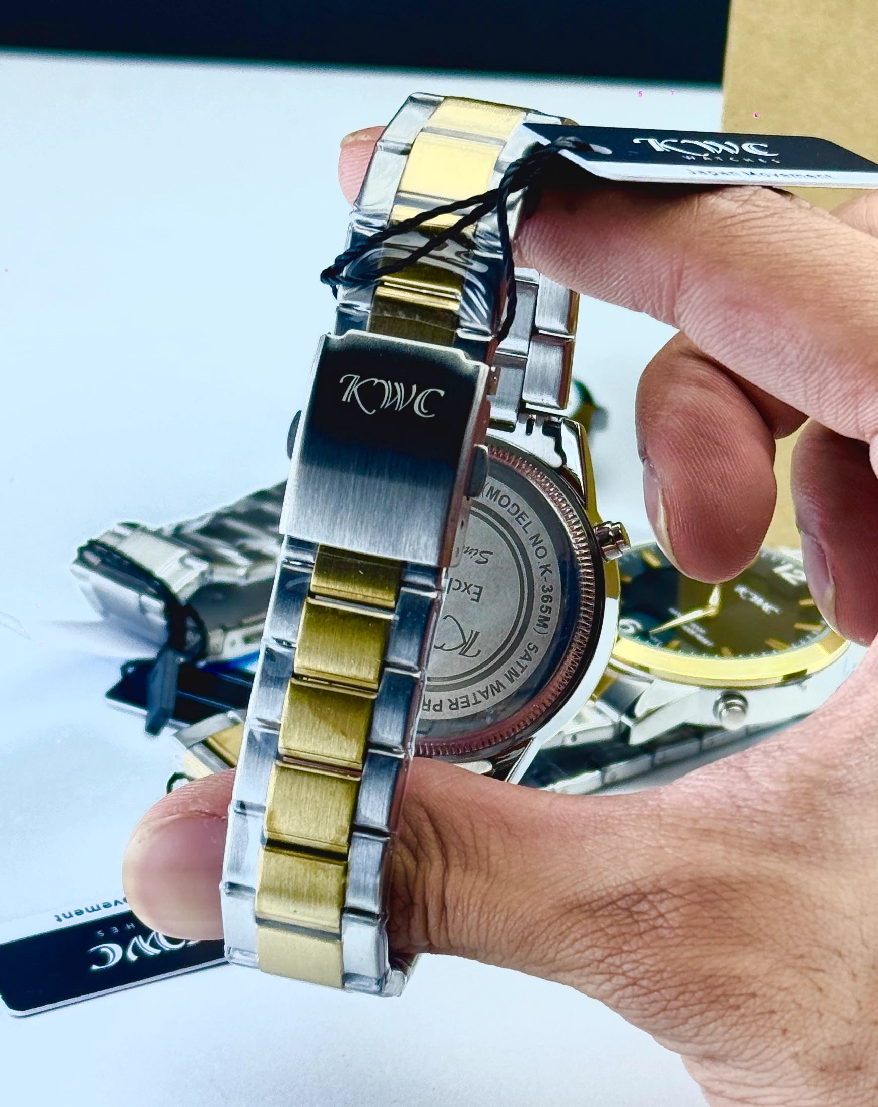 KWC K-365 Ana-Digi | Dual-Display Metallic Watch ( Two Tone and White )