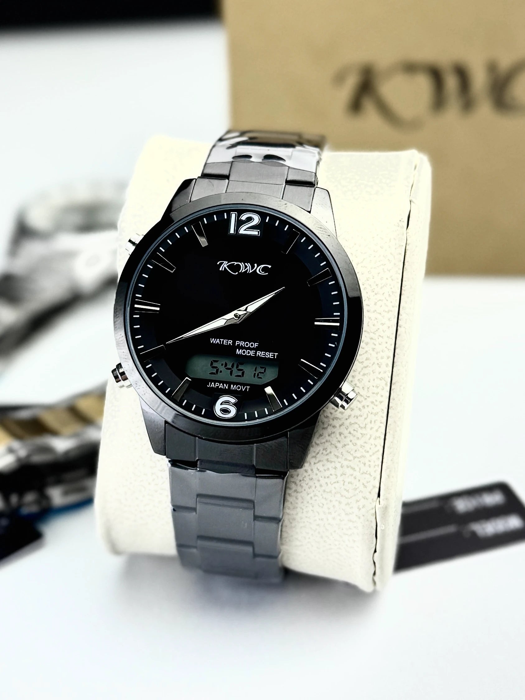 KWC K-365 Ana-Digi | Dual-Display Metallic Watch ( Black )