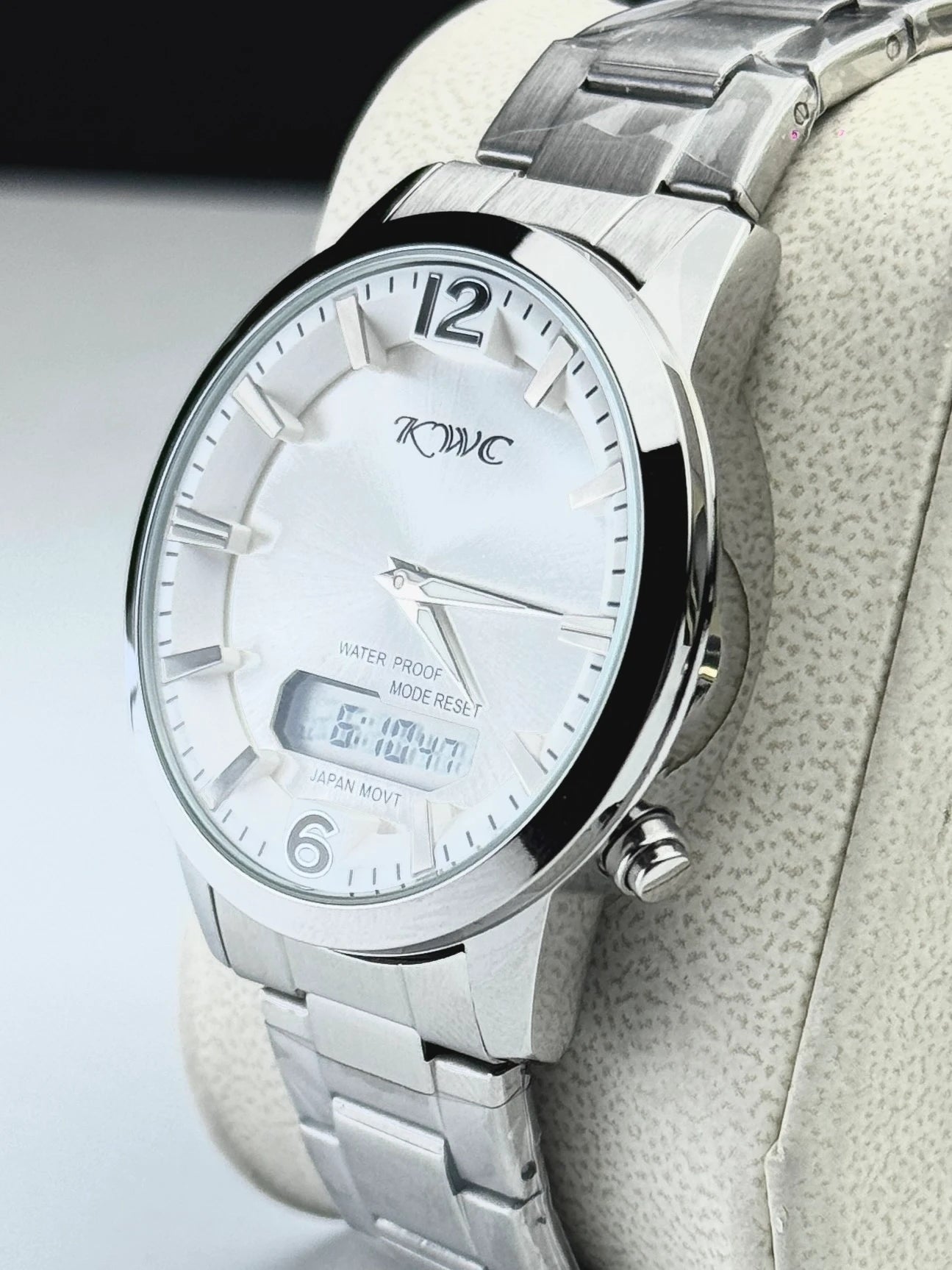 KWC K-365 Ana-Digi | Dual-Display Metallic Watch ( White )